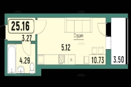 Студия 25,16кв.м., 5/24, ЖК Куба