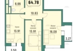 2кк, 64,78кв.м.,2/25, ЖК Куба